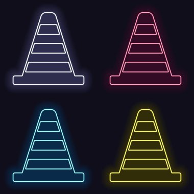 Koni simgesi. Moda neon işareti kümesi. Koyu arka plan üzerinde casino tarzı. Seamless modeli
