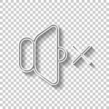 ses sessiz simgesi. Gölge şeffaf arka plan üzerinde beyaz anahat işaretiyle