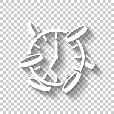 Vakit nakittir. Saat ve paralar. Finans simgesi. Gölge şeffaf arka plan üzerinde beyaz simgesi