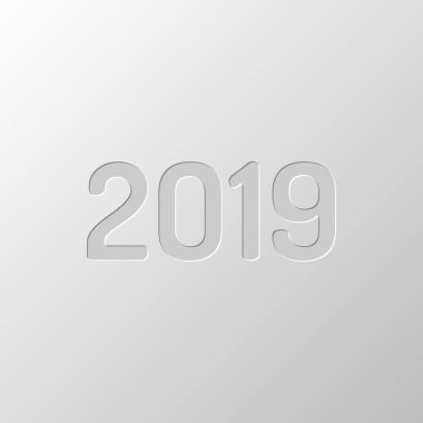 2019 sayı simgesi. Yeni Yılınız Kutlu Olsun. Kağıt tasarımı. Düzenlenen sembolü. Çekirdeksiz stili