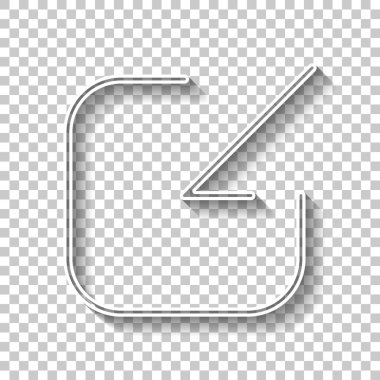 Paylaşımı, oturum açma veya indir. Çapraz ok Meydanı içine. Gölge şeffaf arka plan üzerinde beyaz anahat işaretiyle