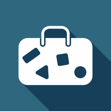 seyahat çantası, Bagaj, dava. Uzun Gölge arka plan üzerinde beyaz düz simgesi