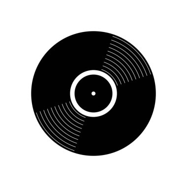 Vinil simgesi. Beyaz arka planda siyah simgesi