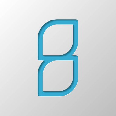 Sayı 8, rakamı, sekizinci. Kağıt tasarımı. Gölge ile düzenlenen sembolü