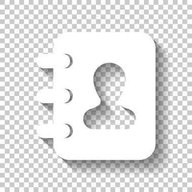 Adres defteri kapak adam simgesi olan. Gölge şeffaf arka plan üzerinde beyaz simgesi