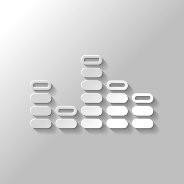 Dijital ekolayzer. Basit simgesi. Kağıt tarzı ile gölge gri arka plan üzerinde