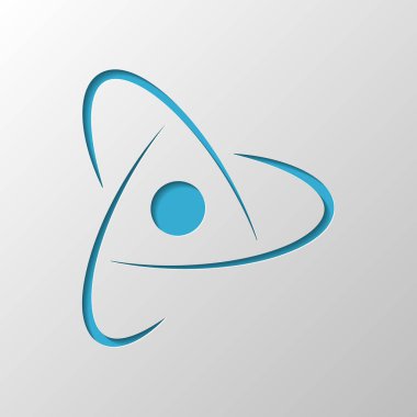 bilimsel atom sembolü, yaratıcı logo, basit simgesi. Kağıt tasarımı. Gölge ile düzenlenen sembolü