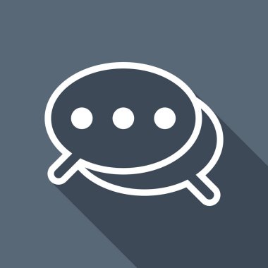 Basit sohbet. Bir kaç metin bulutları. İnce anahat ile doğrusal simgesi. Uzun Gölge arka plan üzerinde beyaz düz simgesi