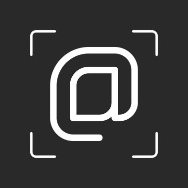 E-posta simgesi, Internet posta kutsal kişilerin resmi. Doğrusal, ince anahat. Beyaz nesne kamera otomatik odaklama koyu arka plan üzerinde