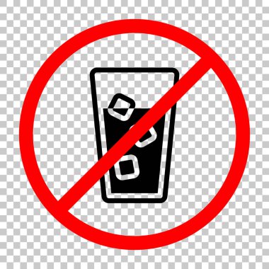 bardak su buz küpleri simgesi olan. Siyah kırmızı uyarı işareti şeffaf arka plan ile nesnesinde izin yok