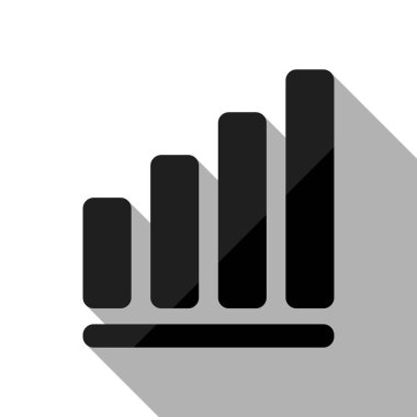 Büyüyen grafik hat simgesi. Uzun gölge beyaz arka planda siyah nesnesiyle