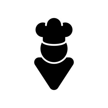 Şapkalı mutfak şefi. Mutfak logosu, basit simgesi. Beyaz arka planda siyah