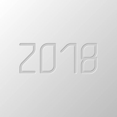 2018 sayı simgesi. Yeni Yılınız Kutlu Olsun. Kağıt tasarımı. Düzenlenen sembolü. Çekirdeksiz stili