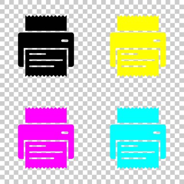 Yazıcı, alış irsaliyesi, basit simgesi. Cmyk simgeleri şeffaf arka plan üzerinde renkli dizi