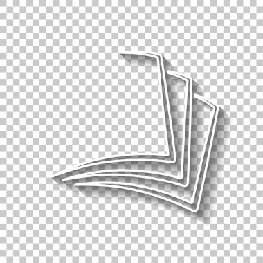 kitap, kağıt yaprağının. Gölge şeffaf arka plan üzerinde beyaz anahat işaretiyle