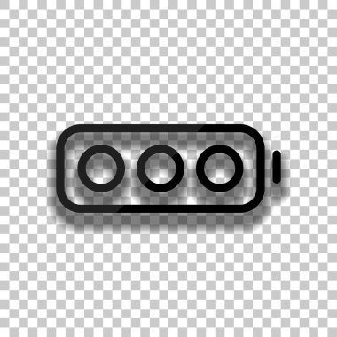 Basit boş pil, düzey yok. Saydam arka plan üzerinde yumuşak gölgeli siyah cam kutsal kişilerin resmi