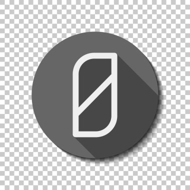 Sayı 0, sayısal, sıfır. düz simgesi, uzun gölge, daire, şeffaf ızgara. Rozet veya etiket stili