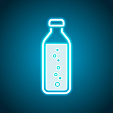 şişe su kabarcıkları, basit simgesi ile. Neon tarzı. Işık dekorasyon simgesi. Parlak elektrik sembolü