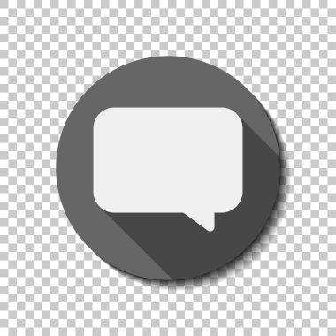 Basit metin bulut. düz simgesi, uzun gölge, daire, şeffaf ızgara. Rozet veya etiket stili