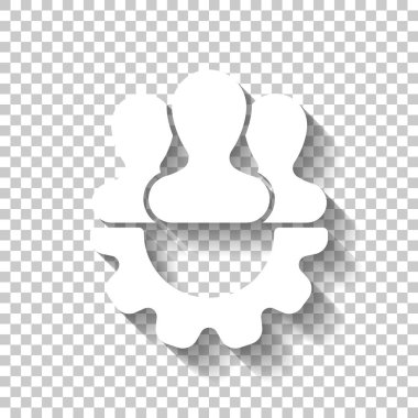 Takım, teknik destek, kaç kişi ve dişli. Gölge şeffaf arka plan üzerinde beyaz simgesi