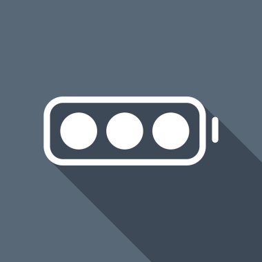 basit pil tam düzey. Uzun Gölge arka plan üzerinde beyaz düz simgesi