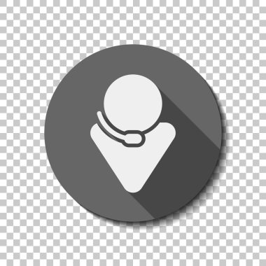 Çağrı Merkezi, erkek sembolü. düz simgesi, uzun gölge, daire, şeffaf ızgara. Rozet veya etiket stili