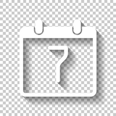 7 gün, basit simgesi ile takvim. Gölge şeffaf arka plan üzerinde beyaz simgesi