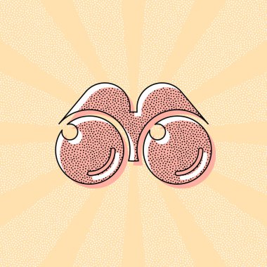 Basit dürbün simgesi. Retro Vintage tipografi ofset baskı etkisi ile. Çizgi roman pop sanat arka plan ile nokta poster