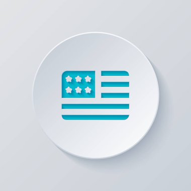 basit ABD bayrağı simgesi. Dikdörtgen şekli. Gri ve mavi katmanları ile daire kes. Kağıt tarzı