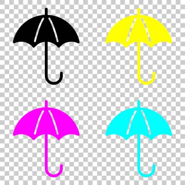 şemsiye simgesi. Cmyk simgeleri şeffaf arka plan üzerinde renkli dizi.