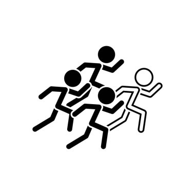 çalışan insanlar. takım lideri ile. Beyaz arka planda siyah simgesi