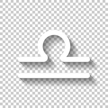 Astrolojik işaret. Terazi basit simgesi. Gölge şeffaf arka plan üzerinde beyaz simgesi