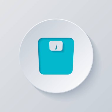 ağırlıklar, basit sembol siluet. Gri ve mavi katmanları ile daire kes. Kağıt tarzı