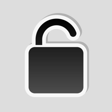 simgesini kilidini. Etiket tarzı ile beyaz ve gri arka plan üzerinde basit gölge