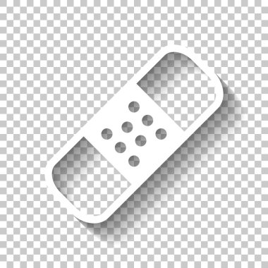 Tıbbi yama, basit simgesi. Gölge şeffaf arka plan üzerinde beyaz simgesi