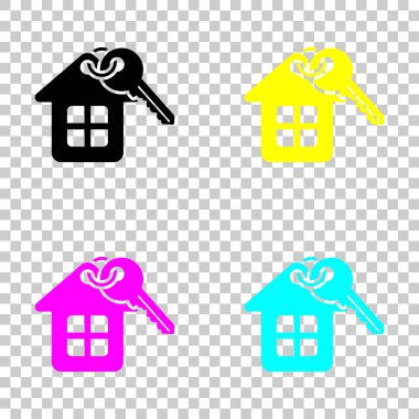 House ile anahtar. Cmyk simgeleri şeffaf arka plan üzerinde renkli dizi