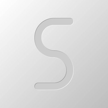 Sayı beş, sayısal, basit mektup. Kağıt tasarımı. Düzenlenen sembolü. Çekirdeksiz stili