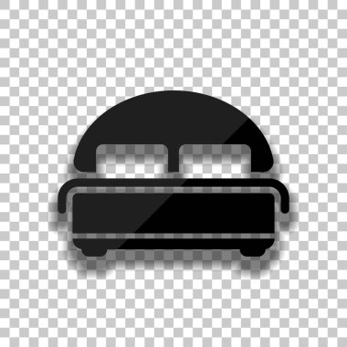 Çift Kişilik Yatak silüeti. Çift otel odasında. Saydam arka plan üzerinde yumuşak gölgeli siyah cam kutsal kişilerin resmi