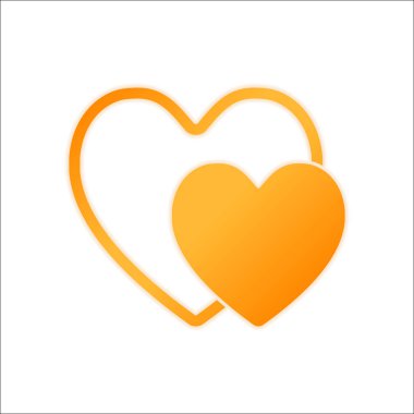 2 hearts. Basit simgesi. Portakal işareti beyaz arka plan üzerinde düşük ışık ile
