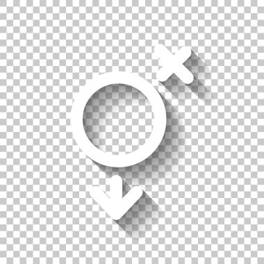 cinsiyet sembolü. Doğrusal sembolü. basit transseksüel simgesi. Gölge şeffaf arka plan üzerinde beyaz simgesi