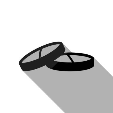 Hap ya da vitamin. Uzun gölge beyaz arka planda siyah nesnesiyle