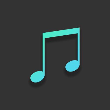 Müzik Not simgesi. Renkli logo kavramı koyu arka plan üzerinde yumuşak gölge ile. Masmavi okyanus rengini simgesi