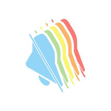 sessiz bell. basit simgesi. Beyaz arka plan üzerinde renkli izometrik simgeler yığını