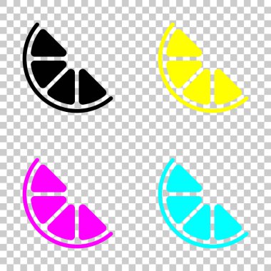 Yarım limon ya da portakal. Basit simgesi. Cmyk simgeleri şeffaf arka plan üzerinde renkli dizi