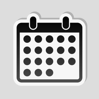 basit takvim simgesini. Etiket tarzı ile beyaz ve gri arka plan üzerinde basit gölge
