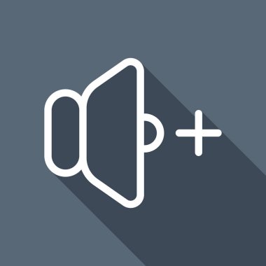 birim artı simgesi. Uzun Gölge arka plan üzerinde beyaz düz simgesi