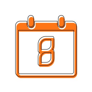 8 gün, basit simgesi ile takvim. İzole simge siyah ince dağılımı ve farklı katmanlarda doldurma taşındı turuncu oluşan. Beyaz arka plan