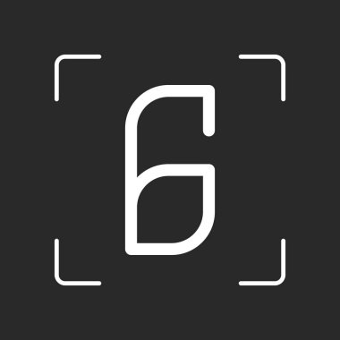 Sayı 6, rakamı, altıncı. Beyaz nesne kamera otomatik odaklama koyu arka plan üzerinde