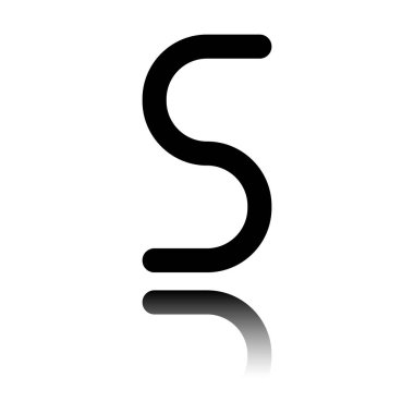 Sayı beş, sayısal, basit mektup. Siyah beyaz arka plan ayna yansıması simgesiyle