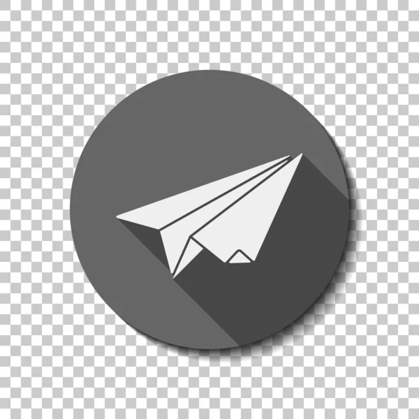 Papierflieger Origami Segelflugzeug Weißes Flaches Symbol Mit Langem Schatten Kreis — Stockvektor